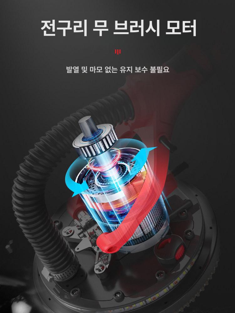 전동 핸드샌딩기 원형 연삭기 산업용 목공용 샌더 연마기 공구함 1.8m 레드 흡입기 사포 50장 - 상세 이미지 2