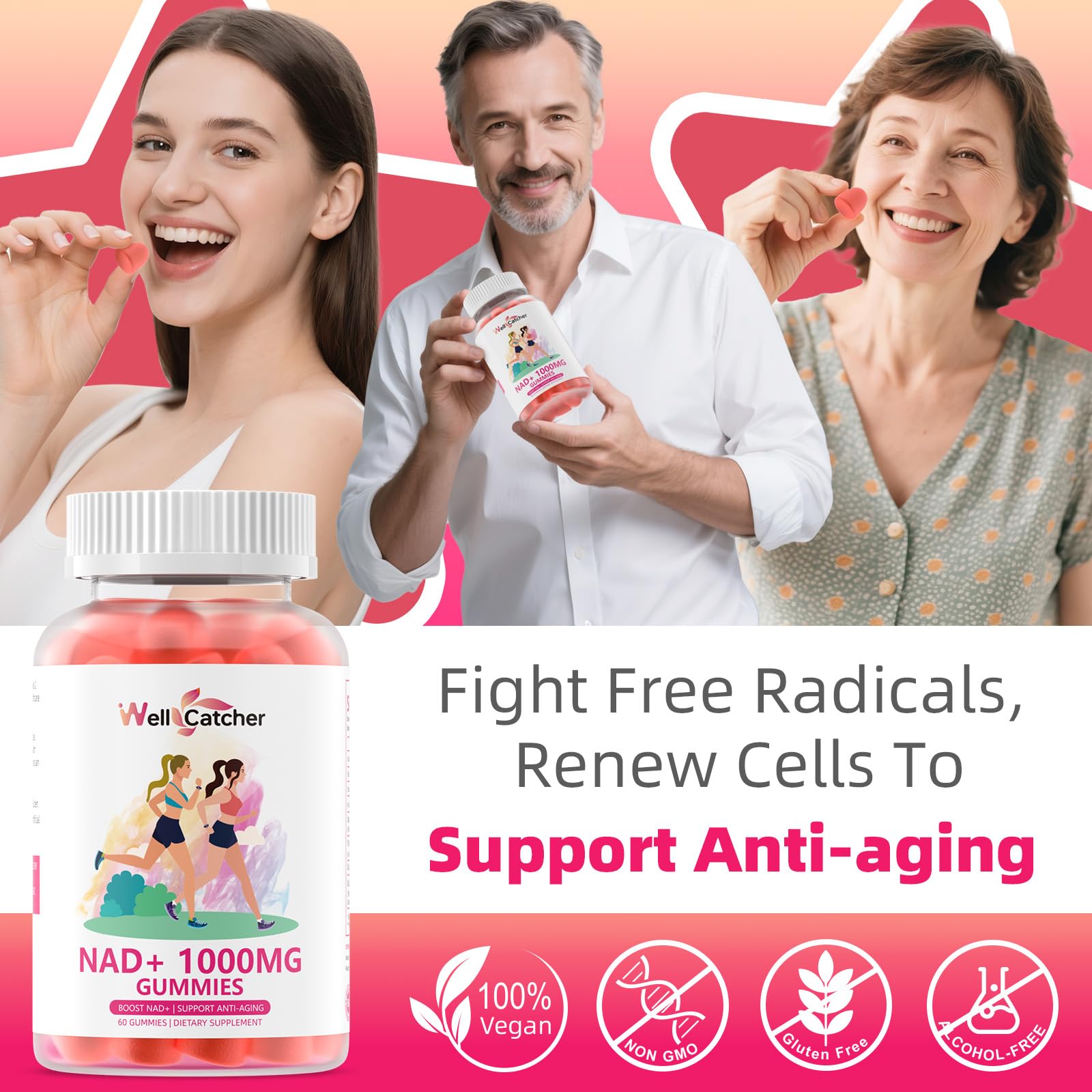 NAD+ 구미 니아신아마이드 비타민B3 1000MG 무설탕 복숭아맛 60개 이미지 7