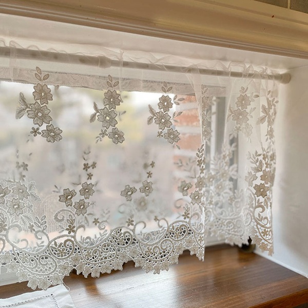 들꽃 자수 주방 바란스 카페창 커튼