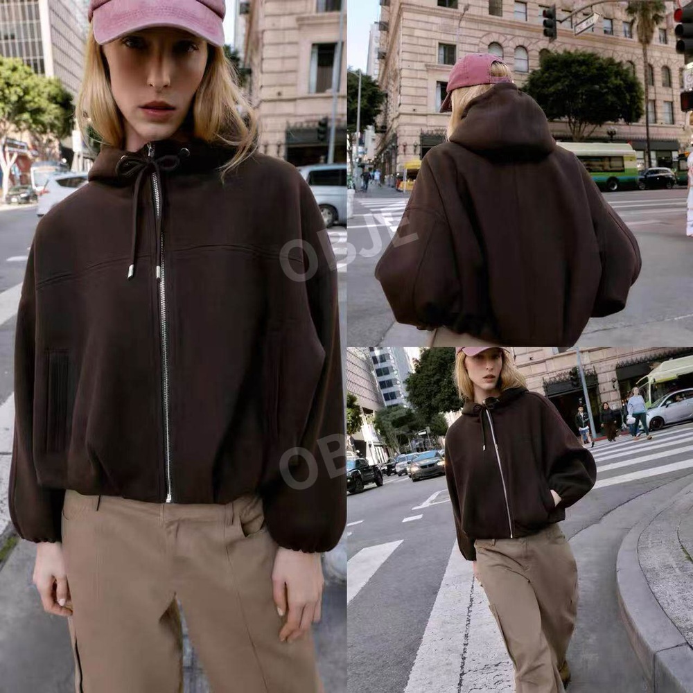 ZARA 여성 봄버 후드 재킷 루즈핏 자라 봄 가을 캐주얼 점퍼 - 상세 이미지 5