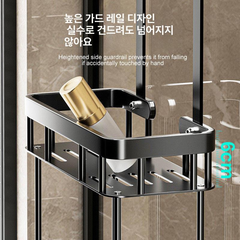 걸이형 수납함 벽걸이 세면도구 정리 수건 걸이 바구니 클래식블랙 이중층 - 상세 이미지 2