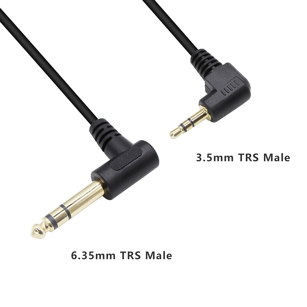 Kallaudo 90도 1/8 ~ 1/4 스테레오 오디오 케이블, 직각 3.5mm TRS 수 - 6.35mm Aux 코드 기타, 키보드 피아노, 노트북, 스피커 및 앰프용(1.9m - 상세 이미지 3