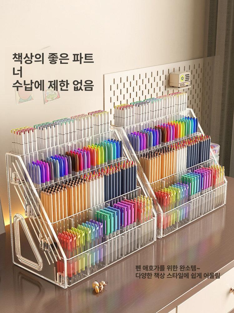 아크릴 펜 정리대 탁상 펜홀더 계단식 필기구 매장 진열대 - 상세 이미지 5