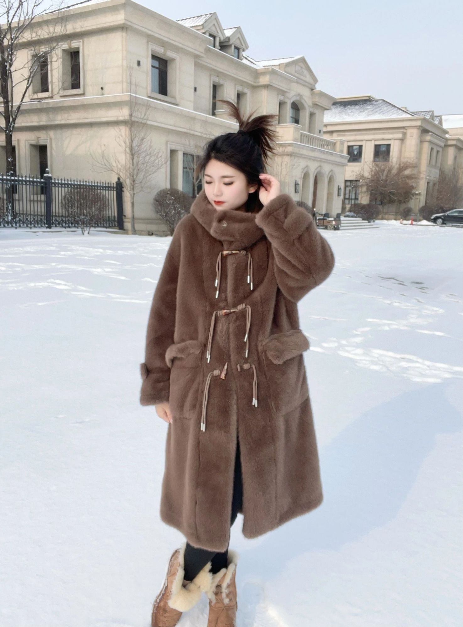 에코퍼 후드 롱코트 겨울 퍼코트 - 상세 이미지 3
