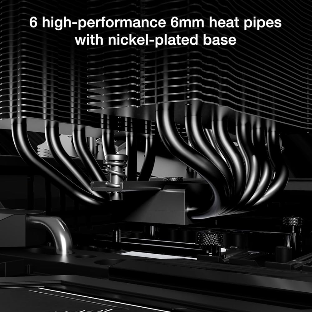 조용하세요! 퓨어 락 프로 3 블랙 CPU 에어 쿨러 | HDT 기술이 적용된 고성능 6mm 히트 파이프 6개 120mm 조용한 PWM 팬 AMD AM4 AM5 / 인텔 LGA - 상세 이미지 3