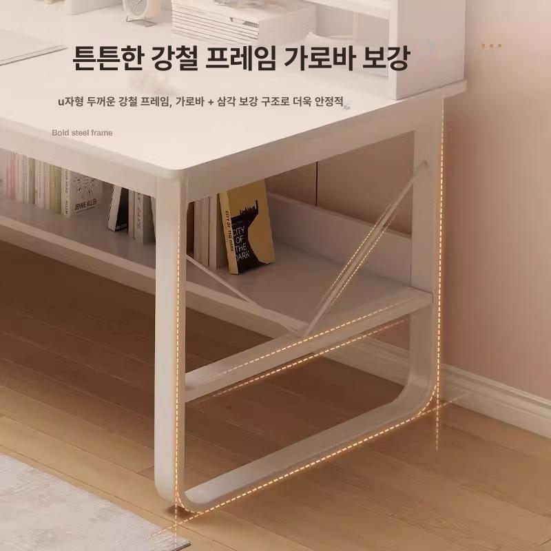 중학생 서재용 넓은 독서실 청소년 등학생 수납 원룸 책상+의자 웜화이트 80cm A - 상세 이미지 4