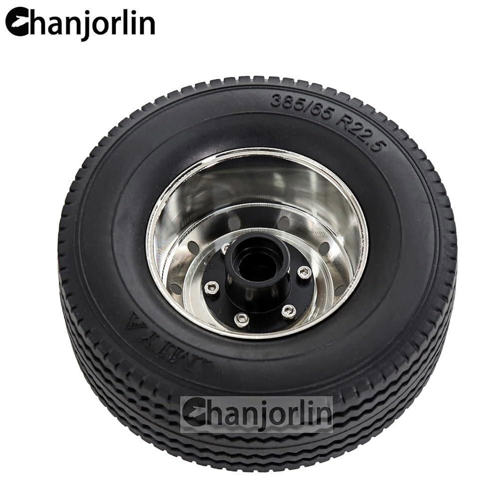 Chanjorlin 1/14 RC 프론트 트랙터 2개 휠 스케일 스틸 모델 Tamiya 기타 타이어 OD 및 업그레이드 트럭 트레일러 8.9cm(3.31인치) 고무 림 또는 1 - 상세 이미지 3