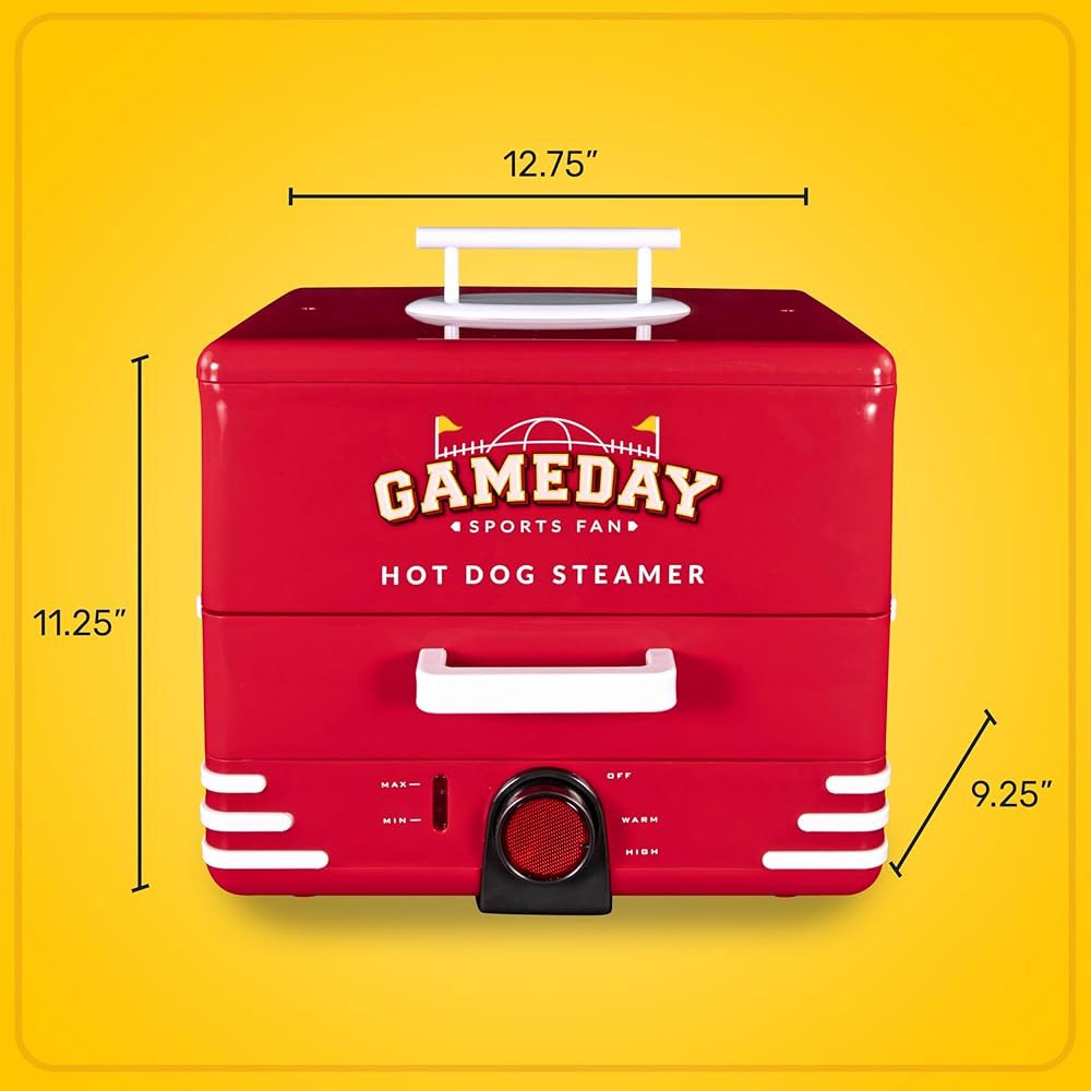 Nostalgia, Game Day 핫도그 찜기 및 번 워머, 개 20마리와 빵 8개, 찜 냄비 스티커, 채소, 감자 기타 애피타이저 또는 토핑에 적합 - 상세 이미지 3