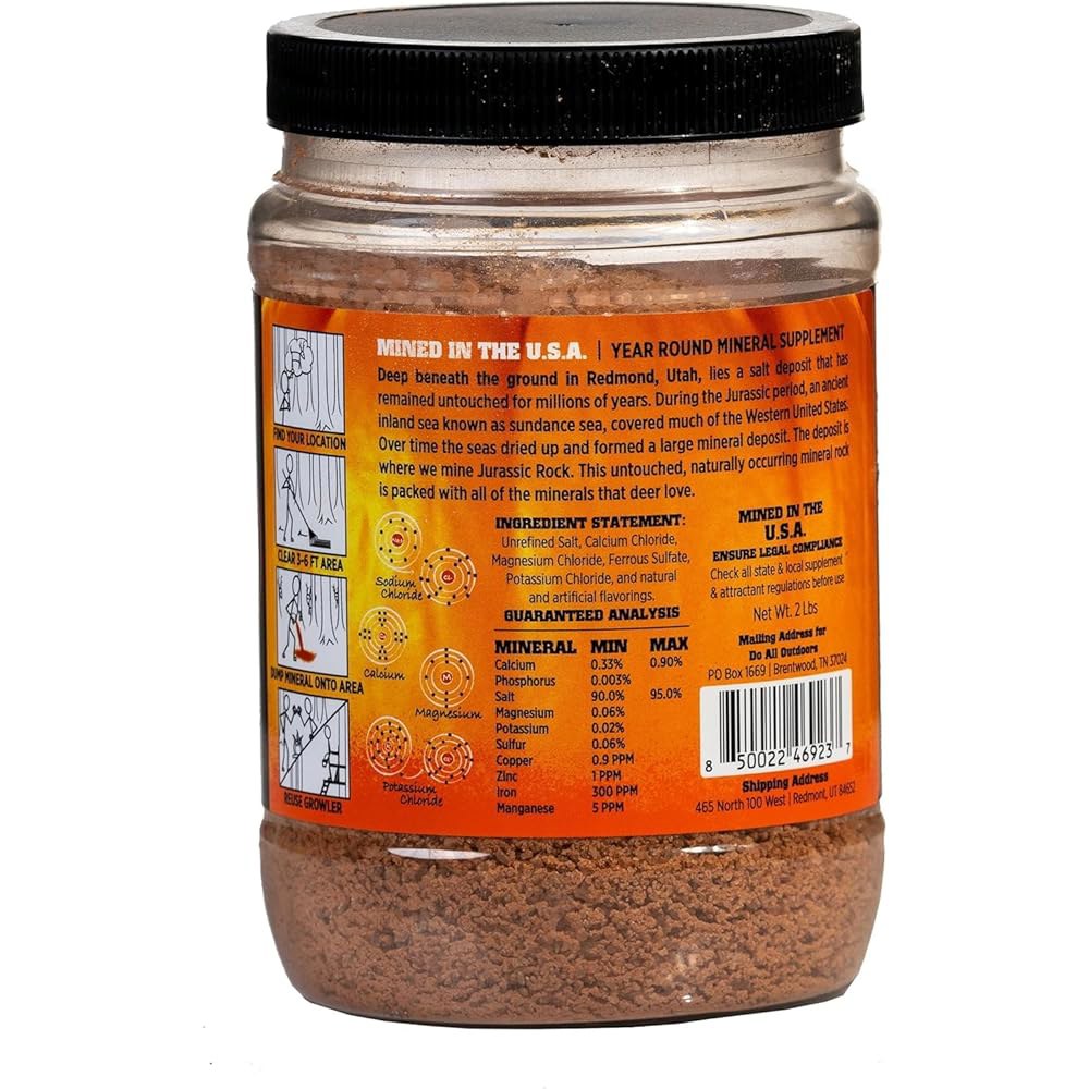 Jurassic Rock 사슴 및 기타 야생 동물을 위한 크러시드 미네랄 암석/소금 핥기, 1.1kg(2.5파운드) 그라울러, 호박 스파이스 옵션 1 - 상세 이미지 2