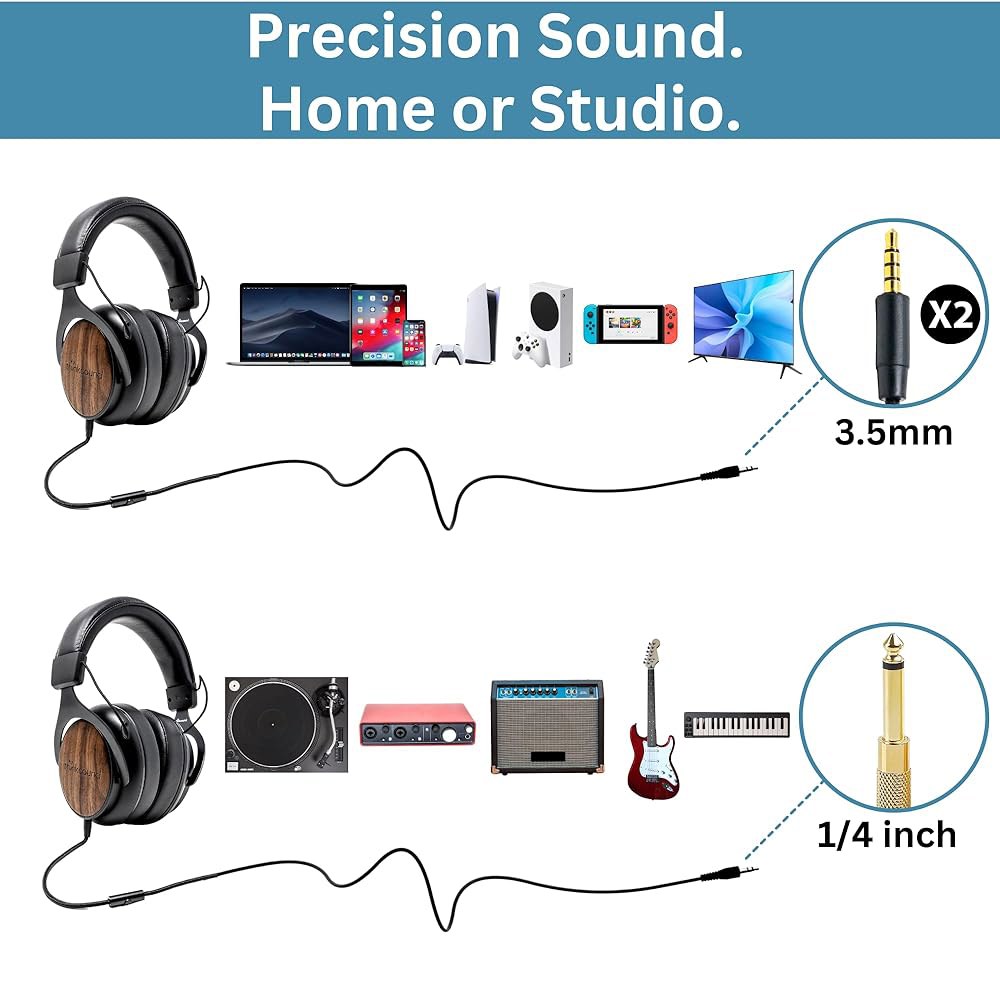 thinksound ov21- 유선 헤드폰 - 오버 이어 클로즈드 백 프로 스튜디오 모니터, 마이크 포함, 전문가 등급, 비평가들의 찬사, 녹음, DJ, 기타, 음악, 팟캐스트용 - 상세 이미지 2