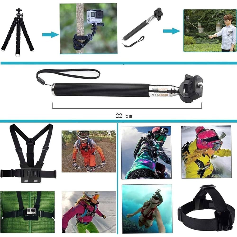 Gopro용 13-in-1 액세서리, 액션 카메라 액세서리 키트, GoPro Hero 13 12 11 10 9 8 Max 7 6 5 4 블랙 SJ4000 및 기타 스포츠 카메라와 - 상세 이미지 3