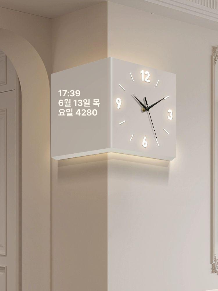 코너벽시계 특이한 LED 건전지 모서리시계