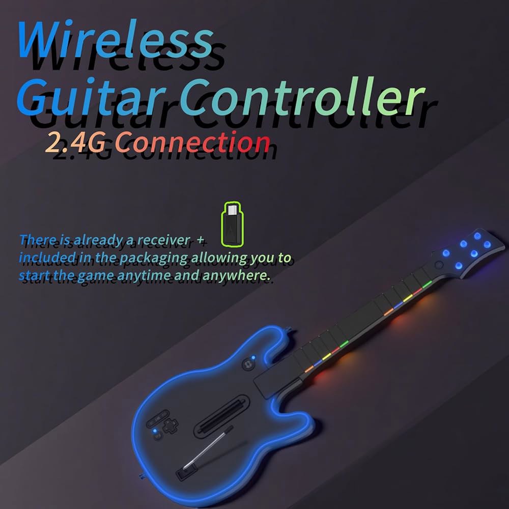 Lyvix Wireless Guitar Hero Controller 1/2, (RGB Clone Compatible Strap, Festival, with Band Fortnite - 상세 이미지 2