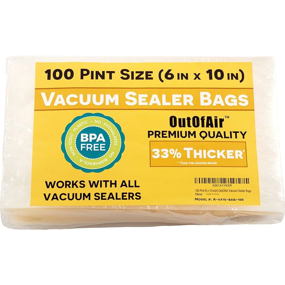 100개의 진공 밀봉 백 파인트 사이즈(15.2cm x 25.4cm(6 10인치)) FoodSaver 및 기타 기계와 함께 작동 - 33 두꺼운 BPA 프리, 상업용 등급, 15. - 상품 이미지