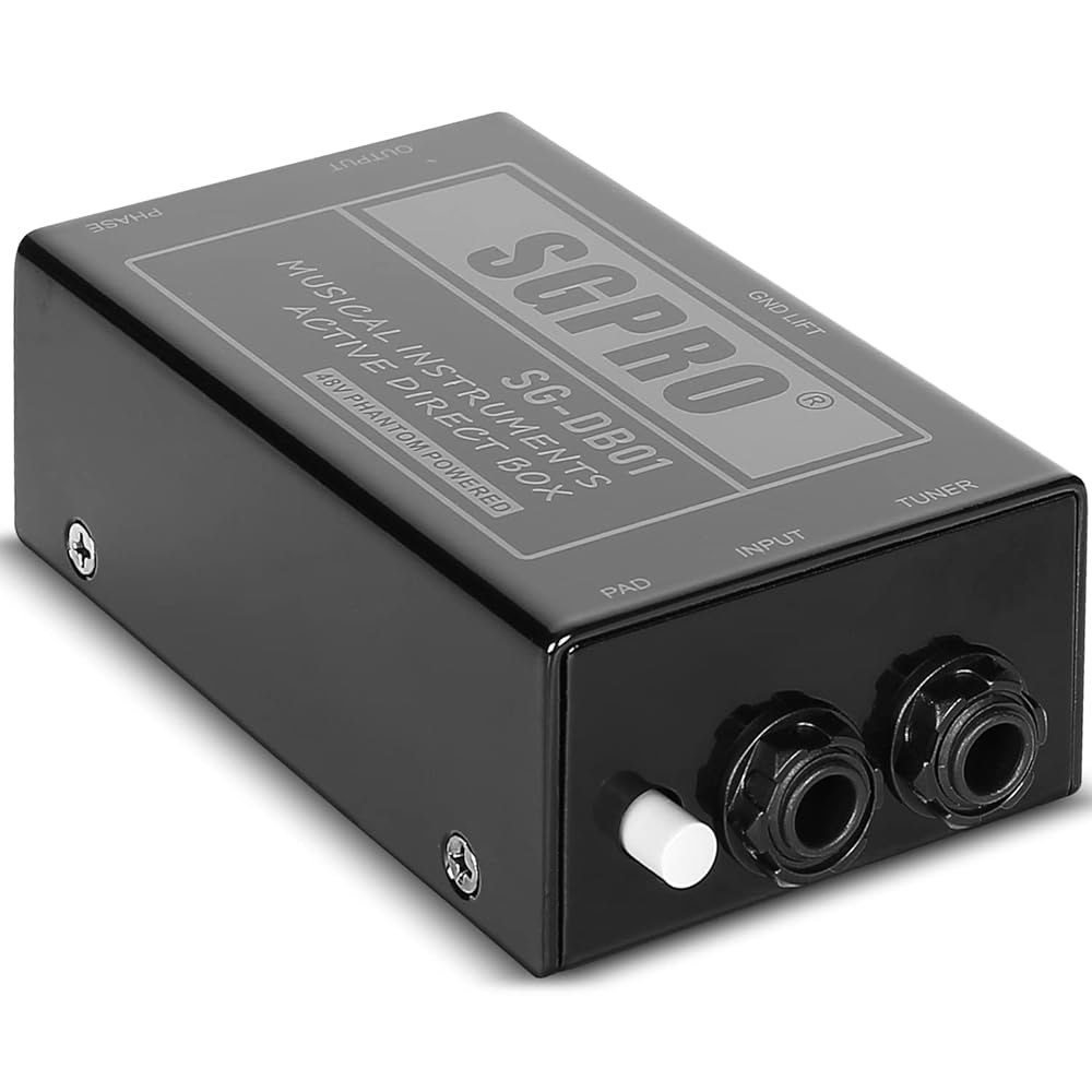 SGPRO 액티브 다이렉트 박스, 기타, 팬텀 0.6cm(1/4인치)에서 키보드 기타 유닛 48V XLR, 악기용 녹음 및 퍼포먼스 신호 같은 라이브 파워 베이스 스튜디오와 그라운 - 상세 이미지 2
