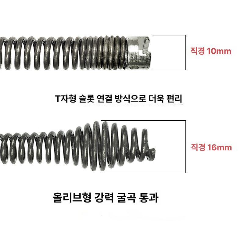 배관 청소 드릴용 전동드릴 뚫기 스프링 하수구 변기 하수관 부속품 전동 과굽힘스프링 - 상세 이미지 4