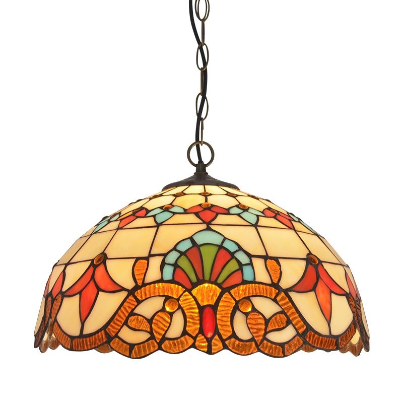스테인글라스 램프 침실 고딕풍 팬던트 탁상 카페 중세 램프갓 40cm 아래쪽 - 상세 이미지 5