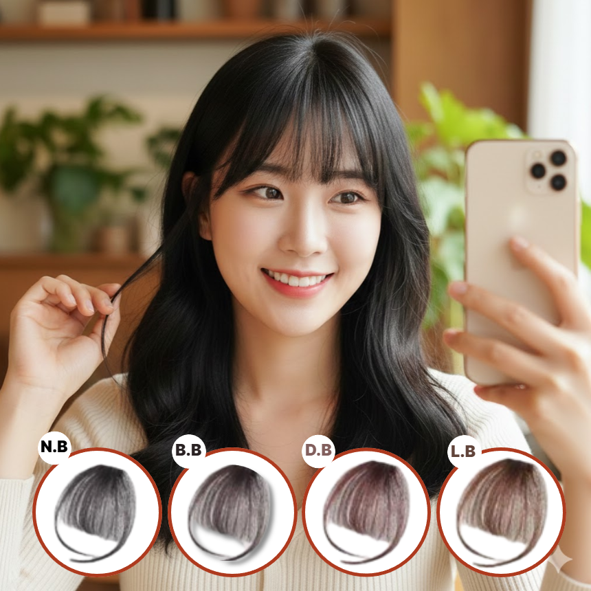 앞머리 가발 앞머리 붙임 시스루 뱅 머리 부분 가발 여자 여성 사이드 긴 스타일 - 상품 이미지