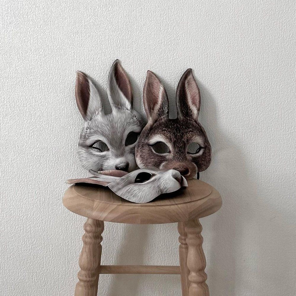 토끼 패브릭 동물 할로윈 코스프레 코스튬 가면 파티 토끼 가면 - 화이트 (17x26CM) - 상세 이미지 4