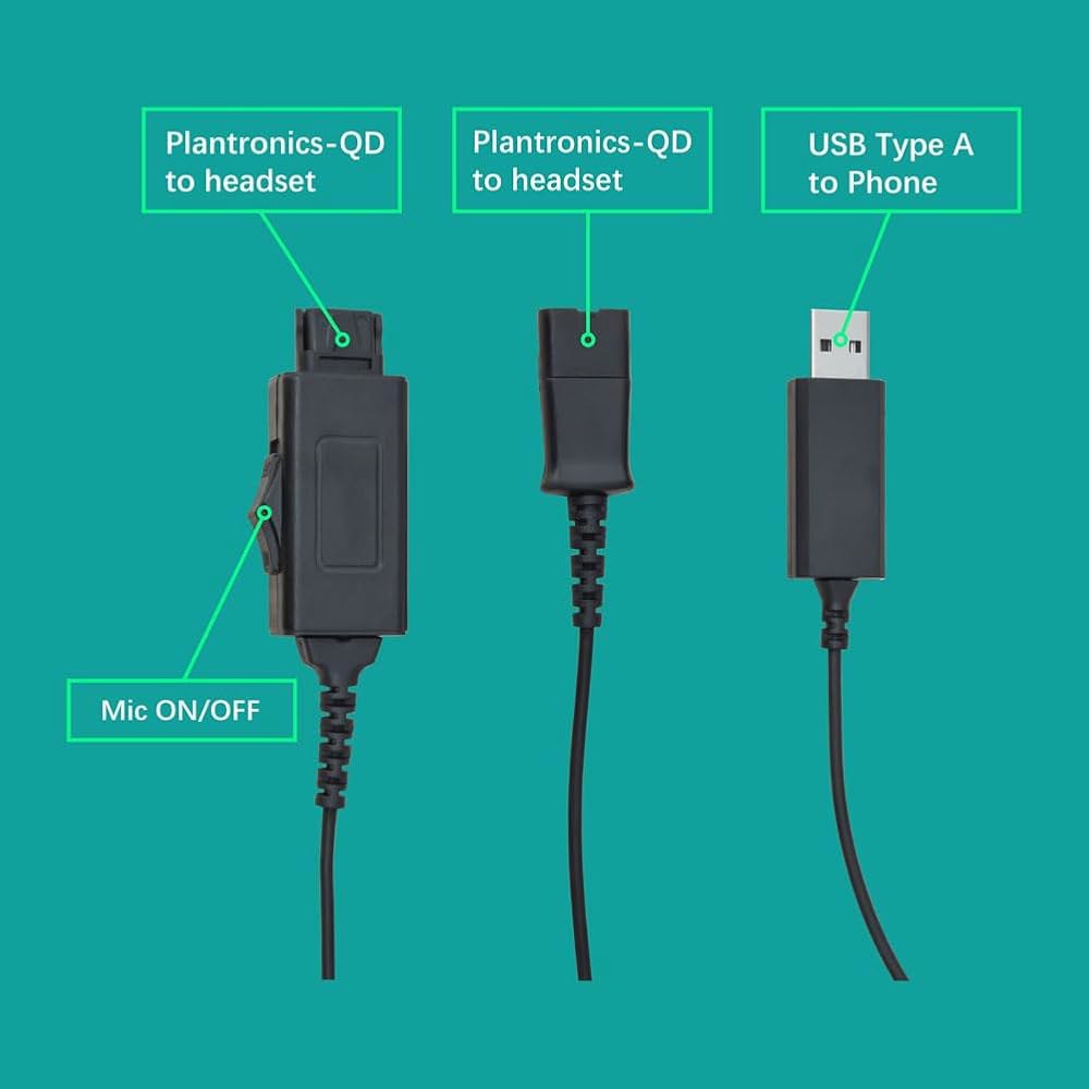 daily headset Y-스플리터 어댑터 Y-트레이닝 A Plantronics 2.4m(8피트) QD, 플러그 포함, 스위치 엔드 타입 USB 기타 마이크 케이블, - 상세 이미지 3
