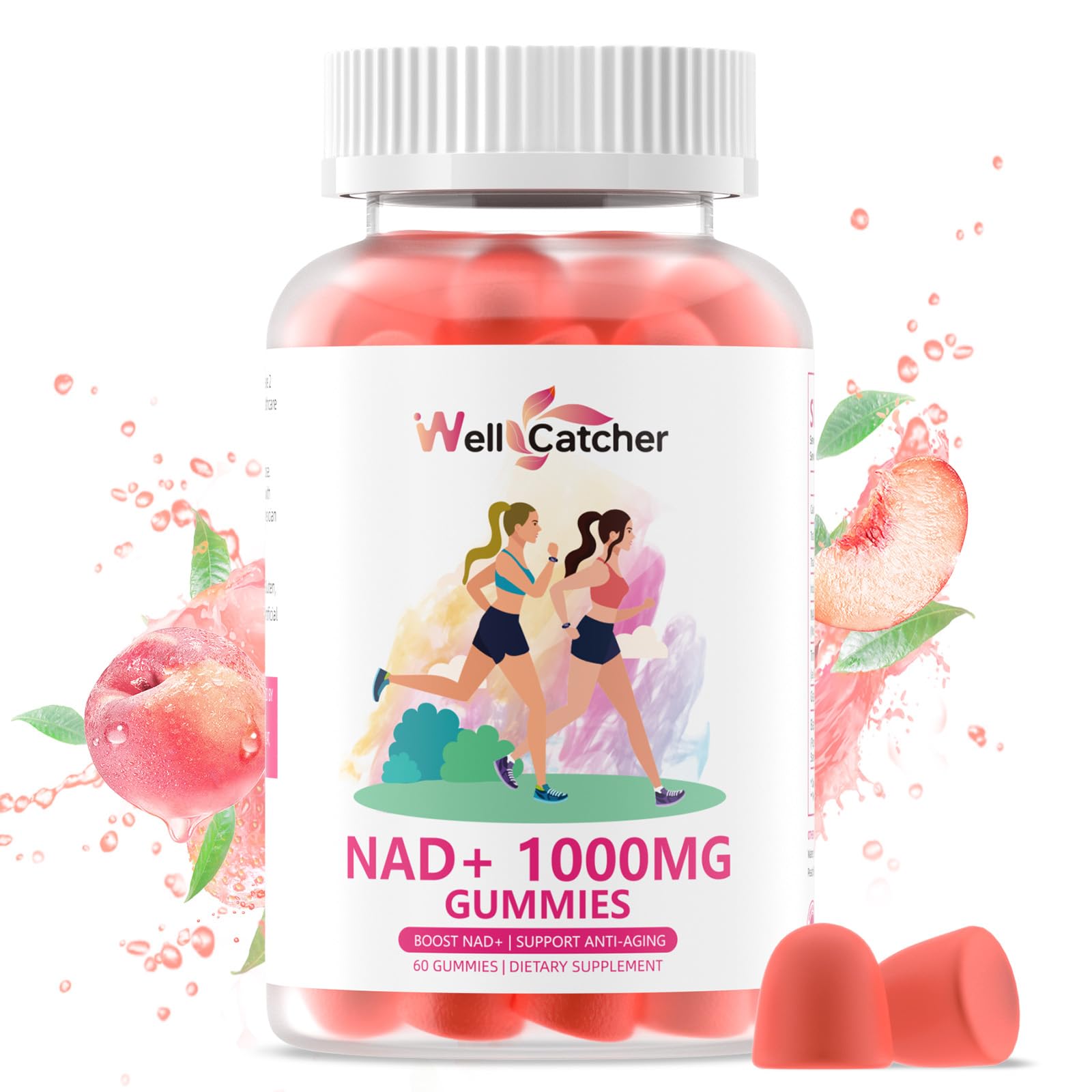 NAD+ 구미 니아신아마이드 비타민B3 1000MG 무설탕 복숭아맛 60개 이미지 8