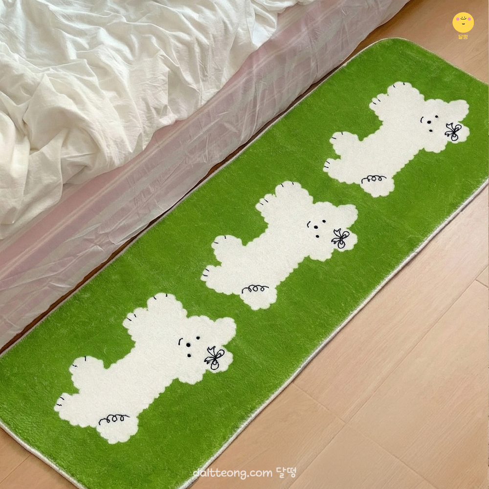 달떵 귀여운 데이워크 퍼피 강아지 침대 침실 아기방 긴 러그 그린, 120x40cm