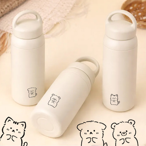 몽글 동물 디자인 핸들텀블러 보온 보냉 500ml 휴대용 - 상세 이미지 3