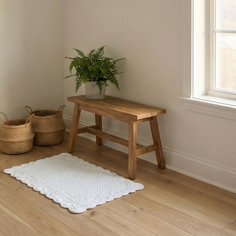 프렌치 플로랄 누빔 순면 발매트 욕실매트 그레이, 64x47cm