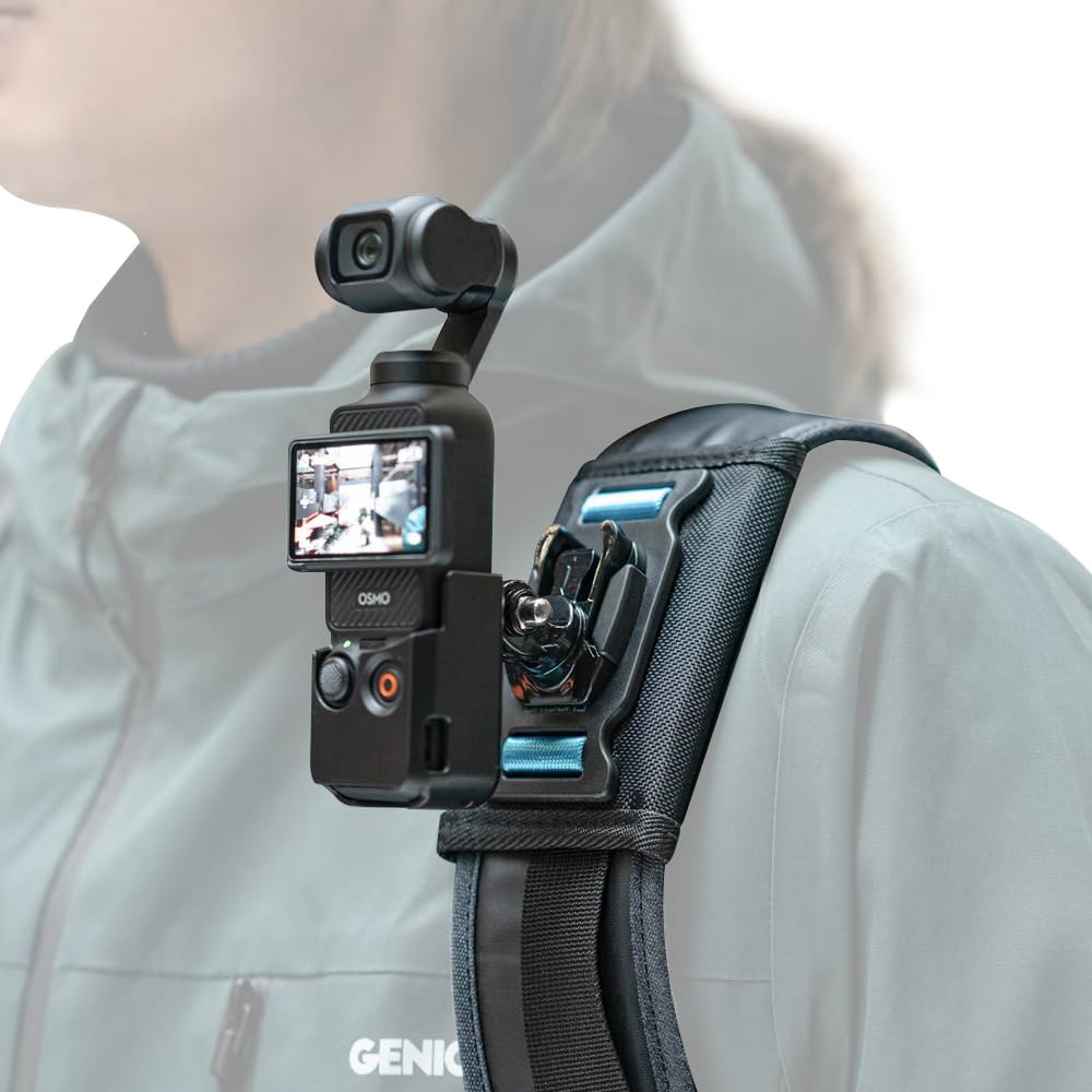 SKEZN Osmo 포켓 3 백팩 스트랩 마운트, 확장된 테두리, 360 회전 가능한 백 벨트 숄더 DJI 및 기타 액션 카메라와 호환 (B-P3) B-P3 (Clip) - 상품 이미지