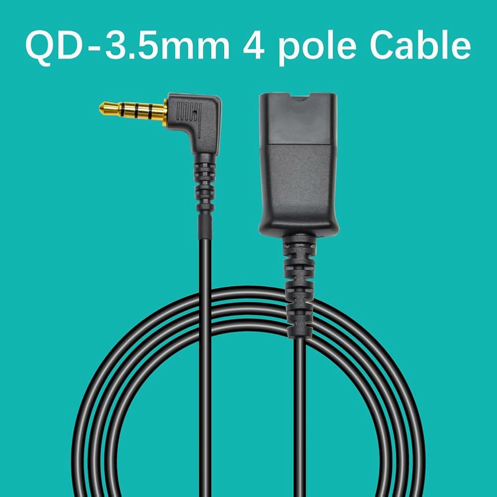 Plantronics QD와 호환되는 3.5mm 헤드셋 어댑터 케이블, 안드로이드 휴대폰 스마트폰 태블릿, 맥, 노트북 및 기타 스마트 장치용, 싱글 잭 4극 CTIA 포함 - 상세 이미지 3