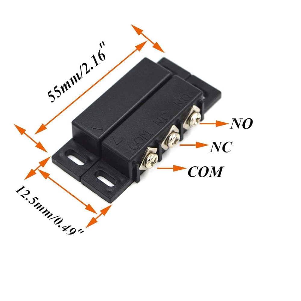 SpzcdZa 5세트 마그네틱 리드 스위치 기타 접촉 보안 GPS, NC/도어 - 5V 24V 장치용 열림/닫힘 알람 또는 창 12V 스위치, DC 일반 조명 2Sets Black - 상세 이미지 2