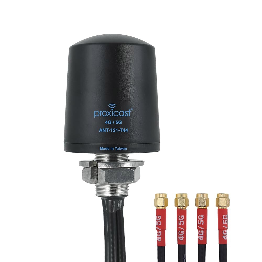 Proxicast 4x4 MIMO 5G 안테나 전방향 파손 디지, 동축 1.8m(6피트) 로우 MoFi 마운트 시스코, (ANT-121-T44-B-06) 크래들포인트, 방지 스루 - 상품 이미지