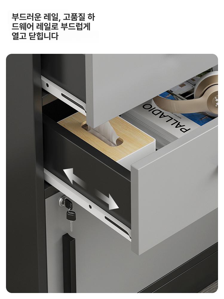 오피스 열쇠 서랍장 개인 사무용 캐비넷 고급 사무실 2단 서랍 - 상세 이미지 2