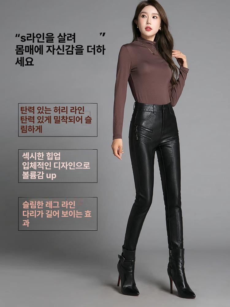 여자 레더 가죽스키니 레자바지 가죽 가죽바지 - 상세 이미지 4