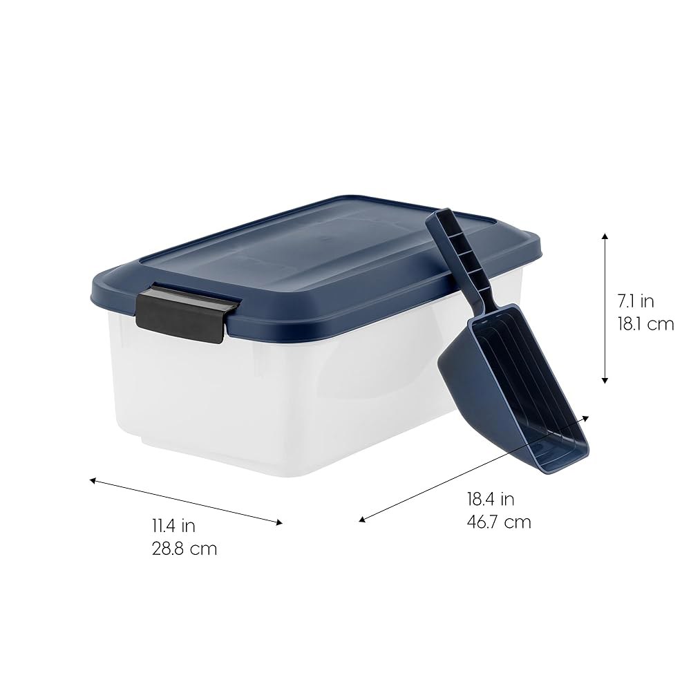 IRIS USA WeatherPro 밀폐 반려동물 사료 보관 용기, 최대 6.4kg(14파운드), 개 고양이 새 및 기타 보관함, 해충을 막아줍니다. 반투명 바디, BPA 프리, - 상세 이미지 3