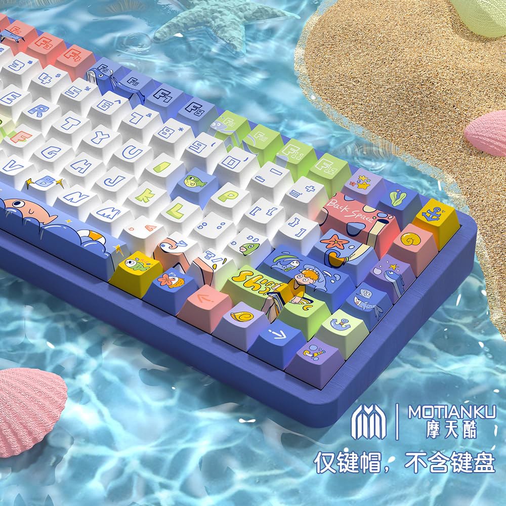daixiahu Ocean Graffiti 테마 키캡 158키 PBT 체리 맞춤형 세트는 61/87/104/108 MX 스위치 및 기타 기계식 키보드에 적합 (오션 그래피티) - 상세 이미지 2