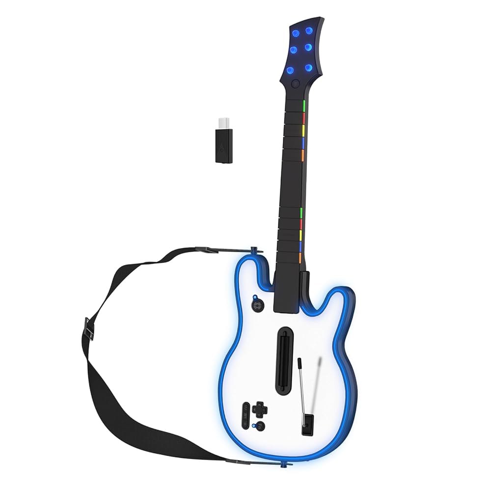 Lyvix Guitar Controller Compatible with Wireless Clone Hero for and Hero, PS4/PS3/PC, RGB Band, Ligh - 상품 이미지