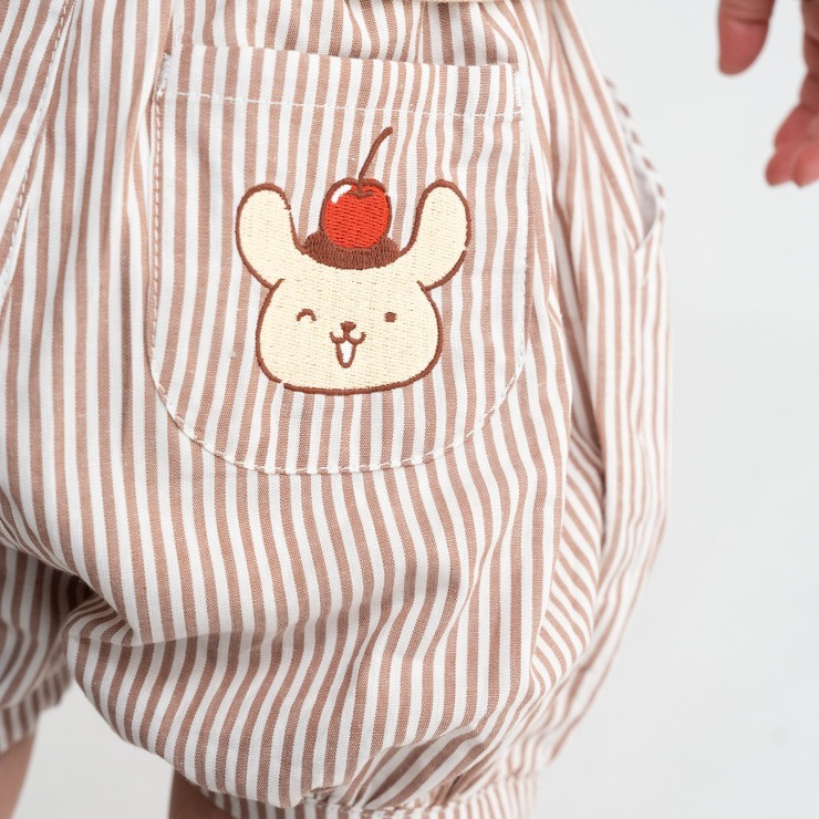 산리오 폼폼푸린 캐릭터 스트라이프 벌룬 쇼츠 팬츠 90~100cm - 의류 - 하카타몰