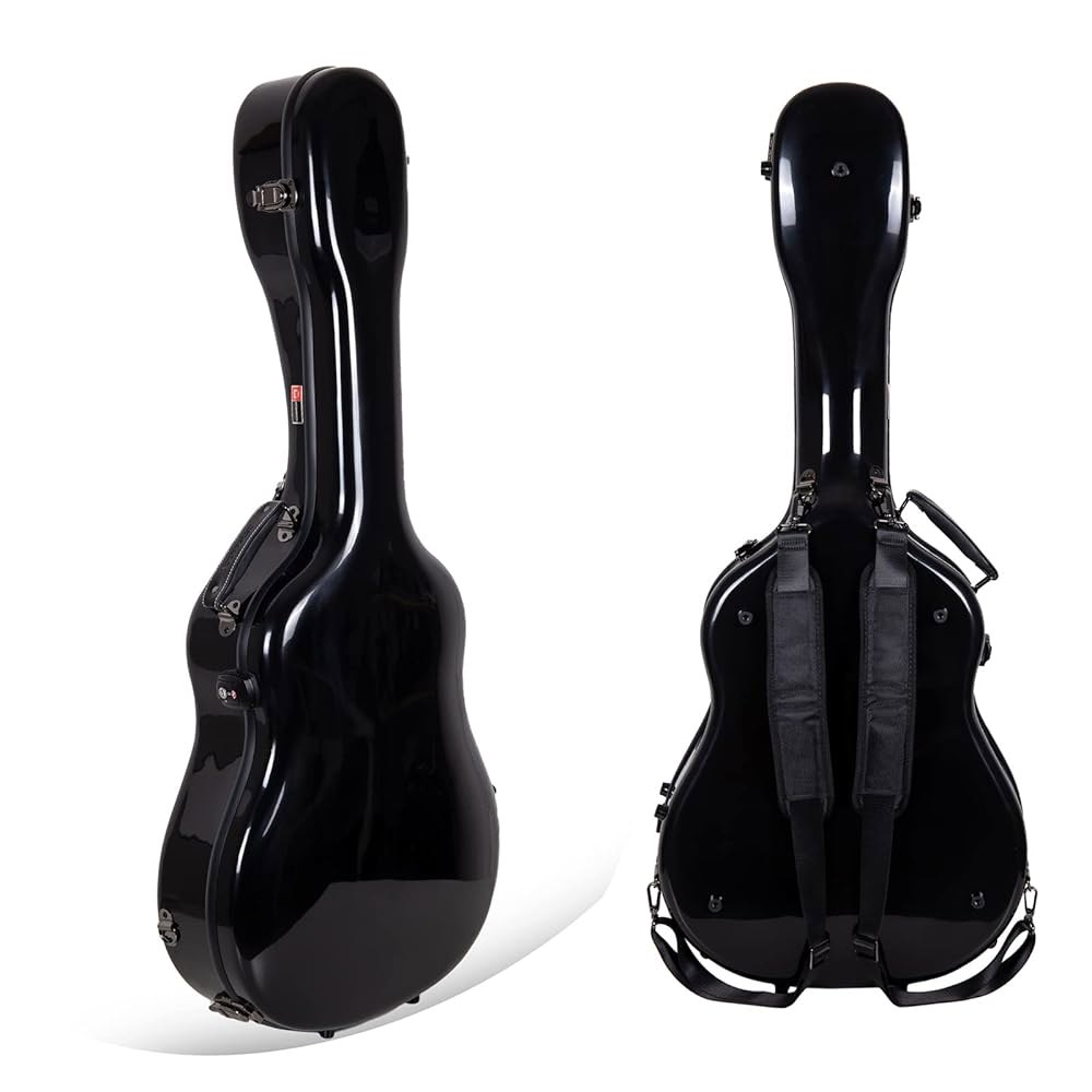 Crossrock 유리 섬유 범용 어쿠스틱 기타 케이스 14-Fret Gibson L-00, 야마하 LS/AC 콘서트, 테일러 그랜드 콘서트 및 일부 유형의 Dobro-Black - 상세 이미지 2