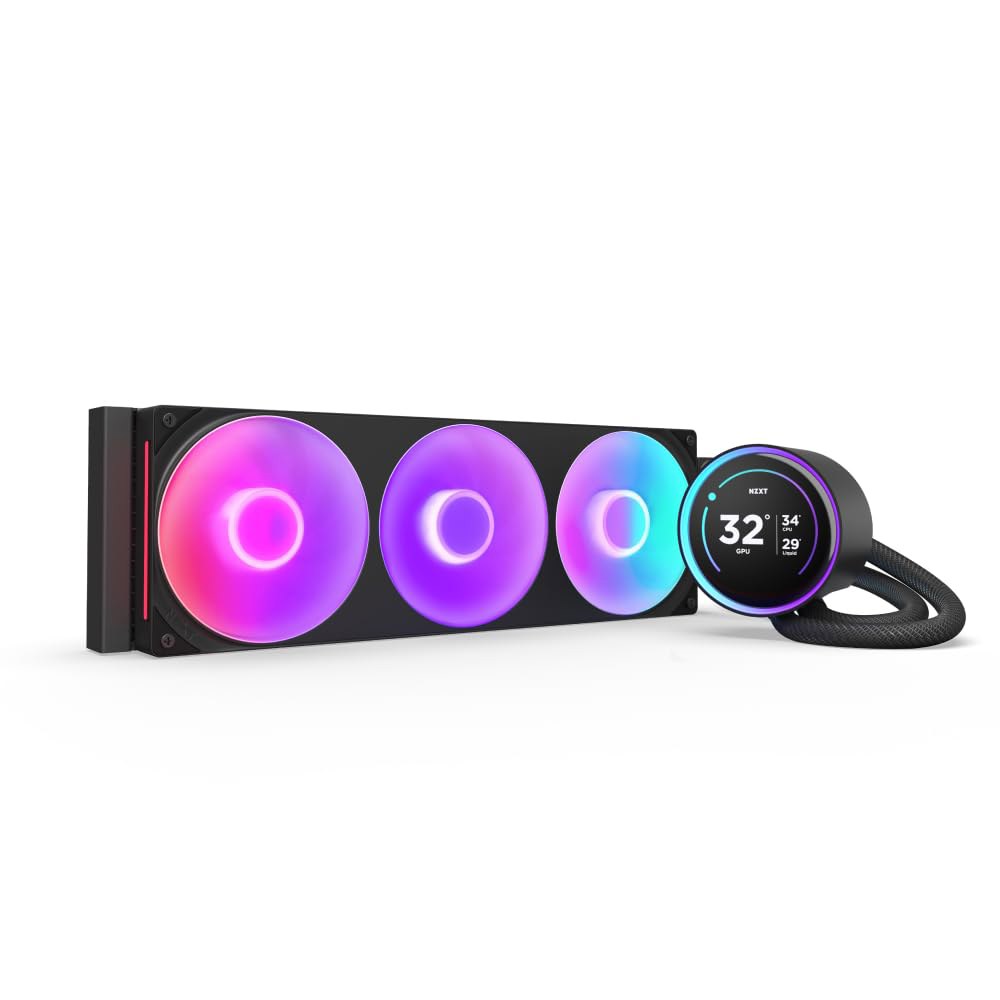 NZXT 크라켄 엘리트 360 RGB 2024 - AIO CPU 액체 냉각기 360mm 라디에이터 F360 코어 팬 맞춤형 2.72인치 IPS LCD 터빈 펌프 AMD AM5, - 상품 이미지