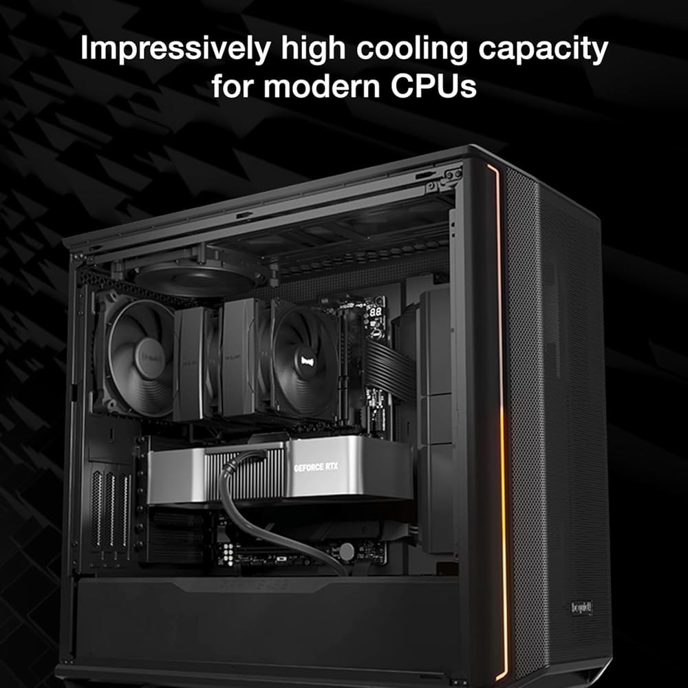 조용하세요! 퓨어 락 프로 3 블랙 CPU 에어 쿨러 | HDT 기술이 적용된 고성능 6mm 히트 파이프 6개 120mm 조용한 PWM 팬 AMD AM4 AM5 / 인텔 LGA - 상세 이미지 2