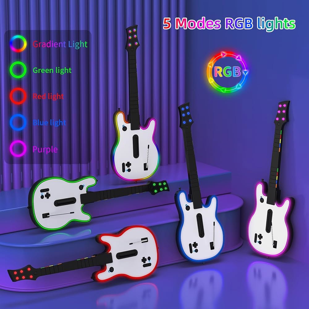 Lyvix Guitar Controller Compatible with Wireless Clone Hero for and Hero, PS4/PS3/PC, RGB Band, Ligh - 상세 이미지 3