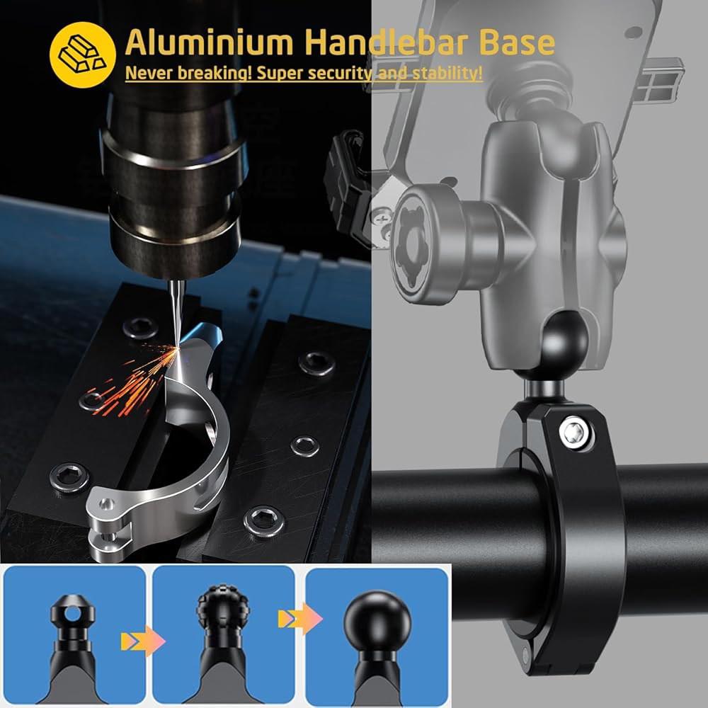 iMESTOU ATV 2.5cm(1인치) 볼 마운트 어댑터, RAM B 사이즈 부품 또는 기타 더블 소켓 암과 호환, 알루미늄 대형 클램프 베이스, UTV 3.8cm(1.5인치)/ - 상세 이미지 3
