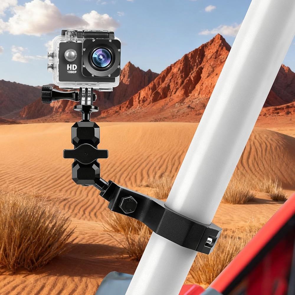 Jerbor 알루미늄 UTV ATV 카메라 5.1cm(2인치) 범용 4.8cm(1.75인치) 360 카메라용 액션 3.8cm(1.5인치) 2.5cm(1인치) 홀더 Hero에 적합, - 상세 이미지 2