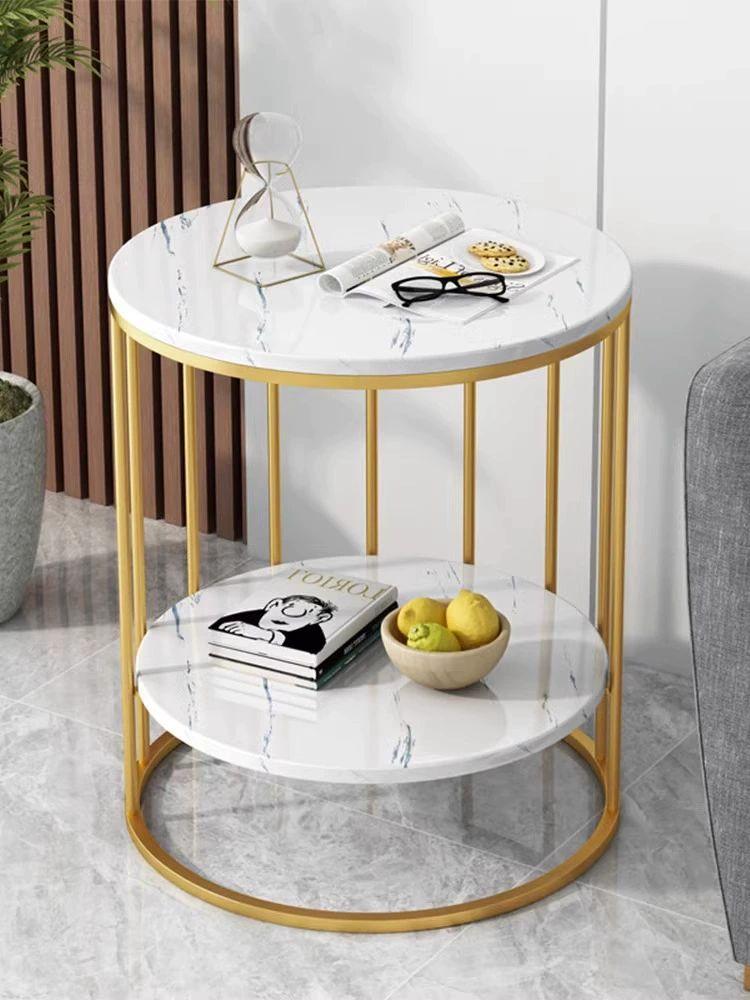 북유럽 거실 코너 인테리어 작은 원형 테이블 커피 선반 럭셔리 디자인 탁자 침대 미니