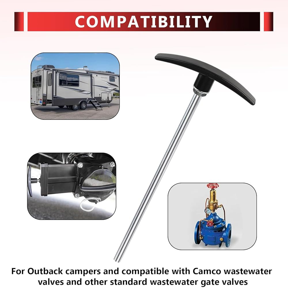 RV Waste ValveTube 연장 키트 15.2cm(6인치) 및 22.9cm(9인치), 블랙 워터 핸들 교체, rv 폐기물 탱크 핸들, 풀 교체품, Valterra, Camc - 상세 이미지 2