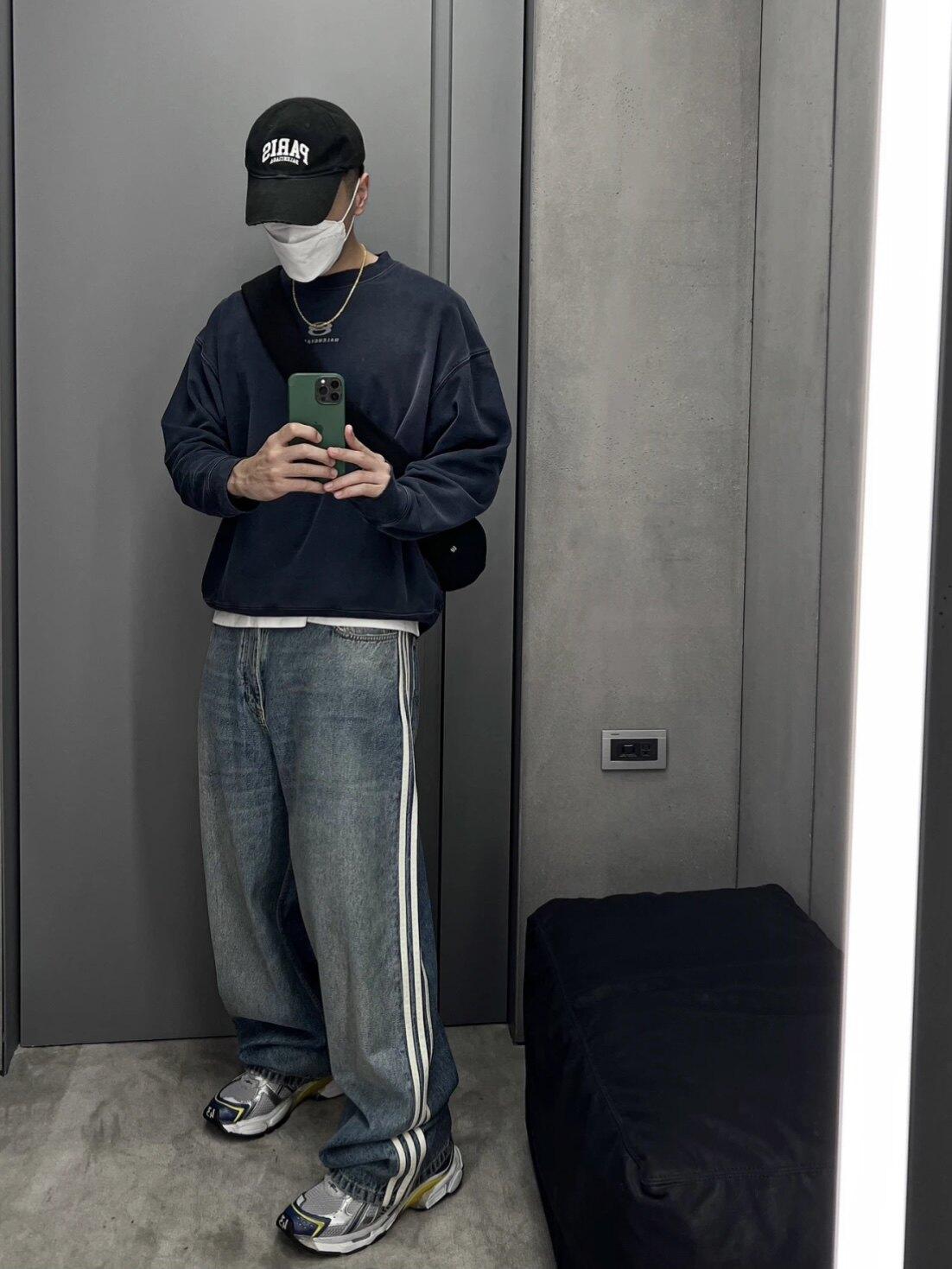남성 와이드 팬츠 세미 긴바지 편안한 회색 - 상세 이미지 2