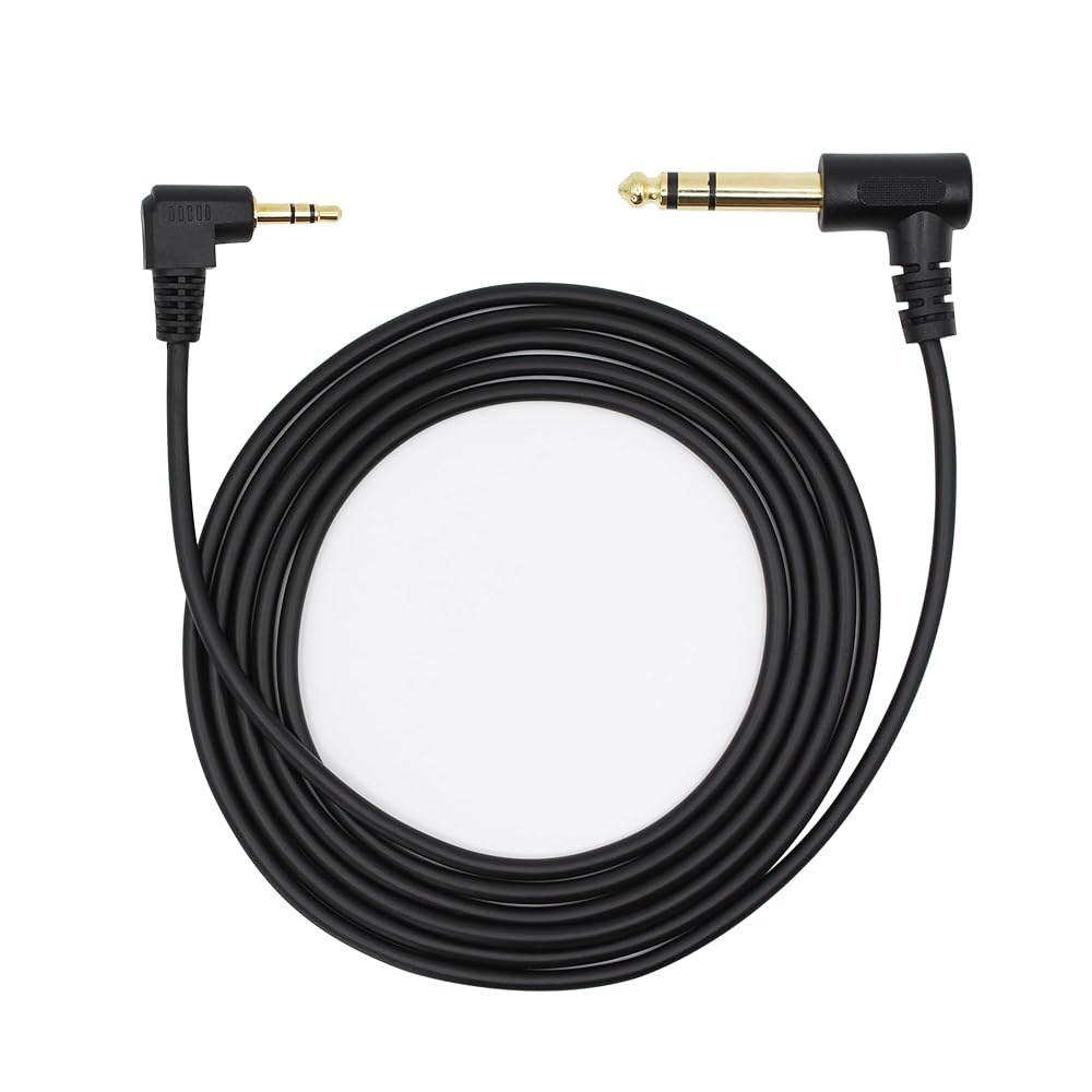 Kallaudo 90도 1/8 ~ 1/4 스테레오 오디오 케이블, 직각 3.5mm TRS 수 - 6.35mm Aux 코드 기타, 키보드 피아노, 노트북, 스피커 및 앰프용(1.9m - 상품 이미지
