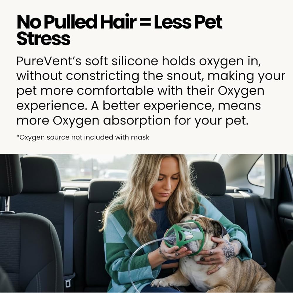 PureVent 반려동물 산소 마스크 (사이즈 라지) - 개, 고양이 및 기타 1.8m(6피트) 튜브 포함 수의사가 사용 공급원 미포함 4 Set (S M L) - 상세 이미지 3
