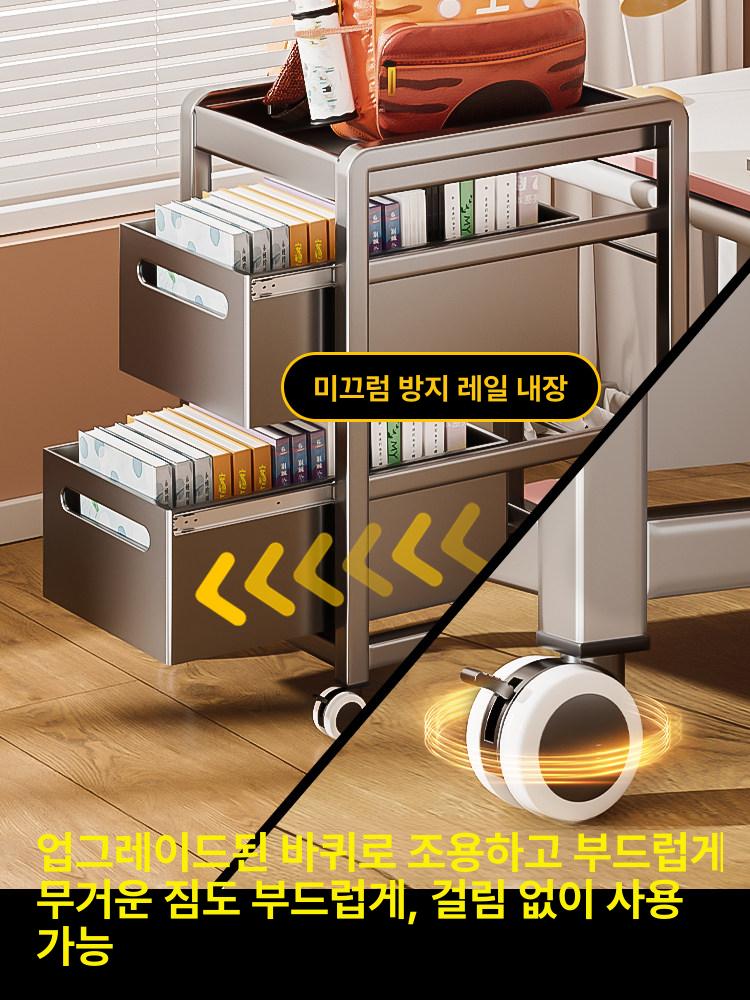 책상 밑 수납카트 데스크 수납 바퀴 사무실 정리함 틈새 1단계 3칸 35cm 건메탈그레이 - 상세 이미지 5